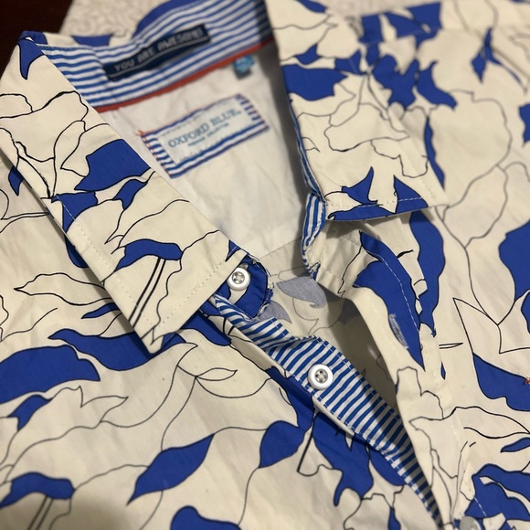 Oxford Blue Other - Oxford Blue Men’s Abstract Print Button-Up Shirt | Short Sleeve Coastal Resort
